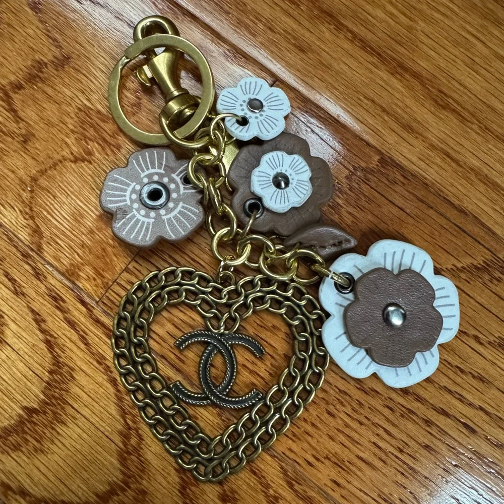 Brushed Bronze‎ Heart Bag Charm / Keychain